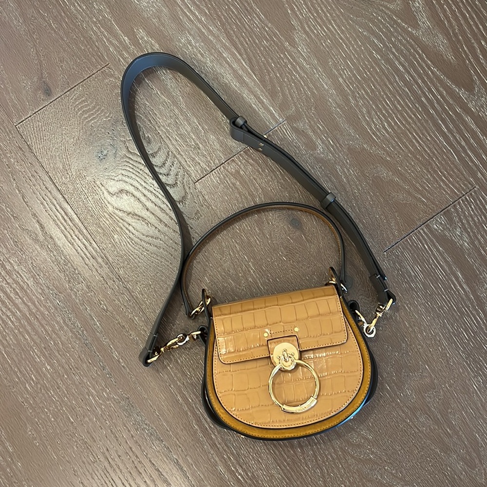 ✨CHLOÉ✨ Brown Small Croc Tess Bag